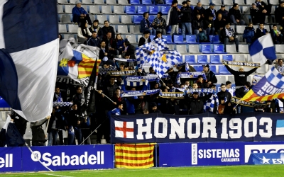 Imatge del Gol Nord dissabte passat contra el Lleida Esportiu | Críspulo Díaz
